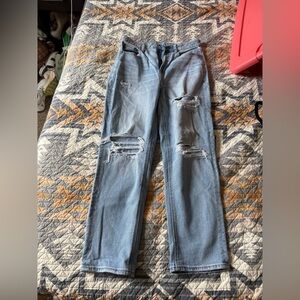 American Eagle Outfitters Light Blue Distressed Straight Leg Pants